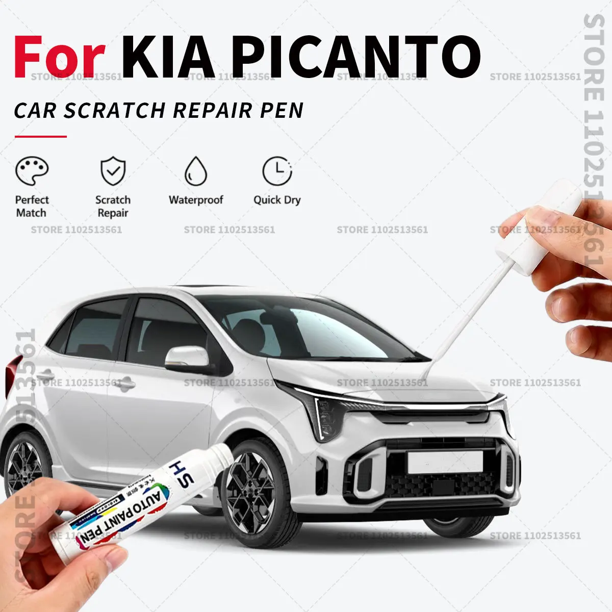 Car Touch Up Paint Pen Quick Repair Scratch Remover Auto Paint Brush Easy Application For KIA PICANTO Blue White Red Green Grey