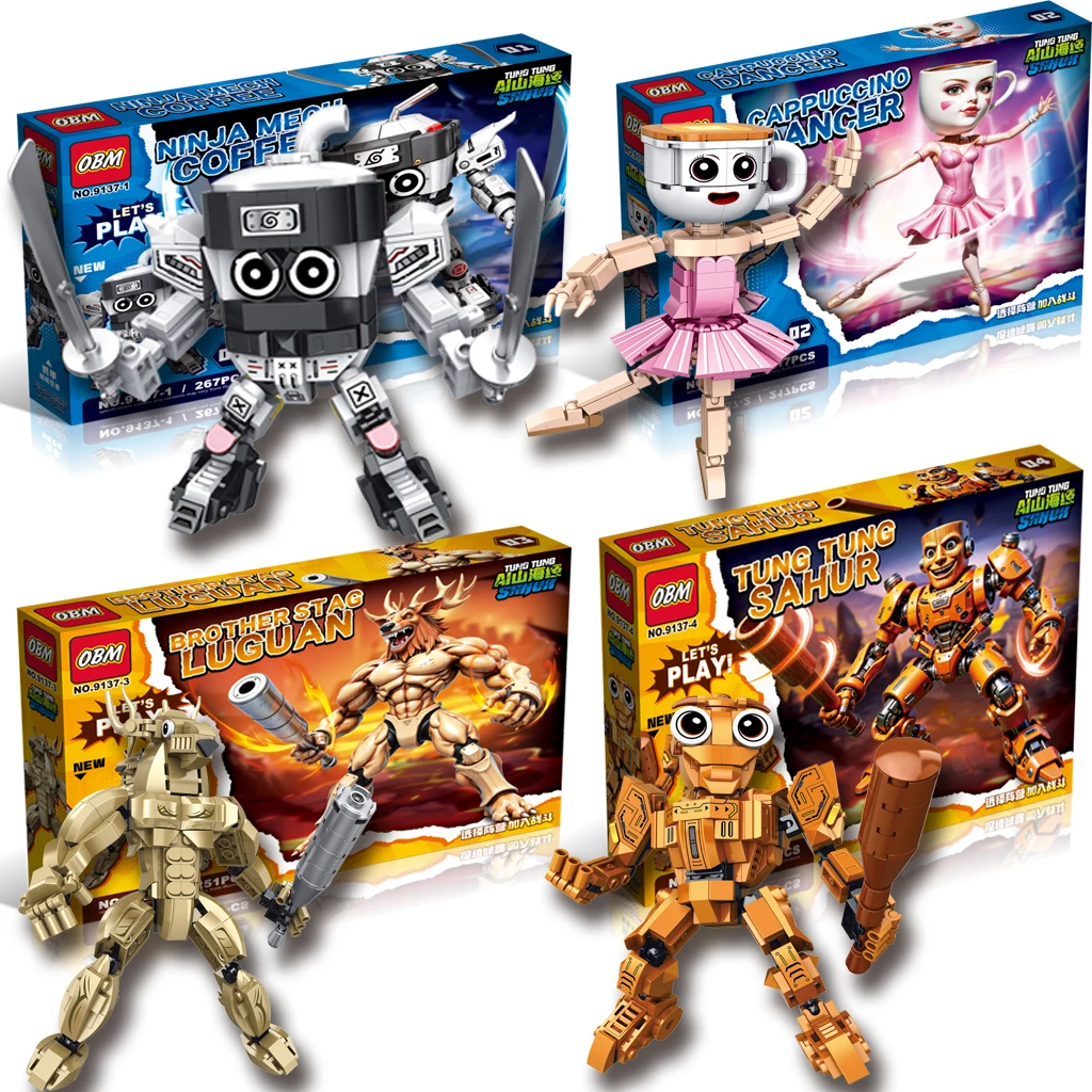 

Ninja Mech Coffee Cappuccing Building Blocks Set Tung Tung Tung Sahur Tralalero Tralala Shark Toys Kids Toy Adult Gift