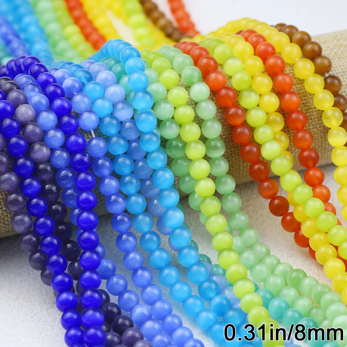 Round Natural Cat's Eye Stone Loose Beads Spacers 8mm For DIY Jewelry Making Findings Love Necklace Bracelet Accessories 41PCS