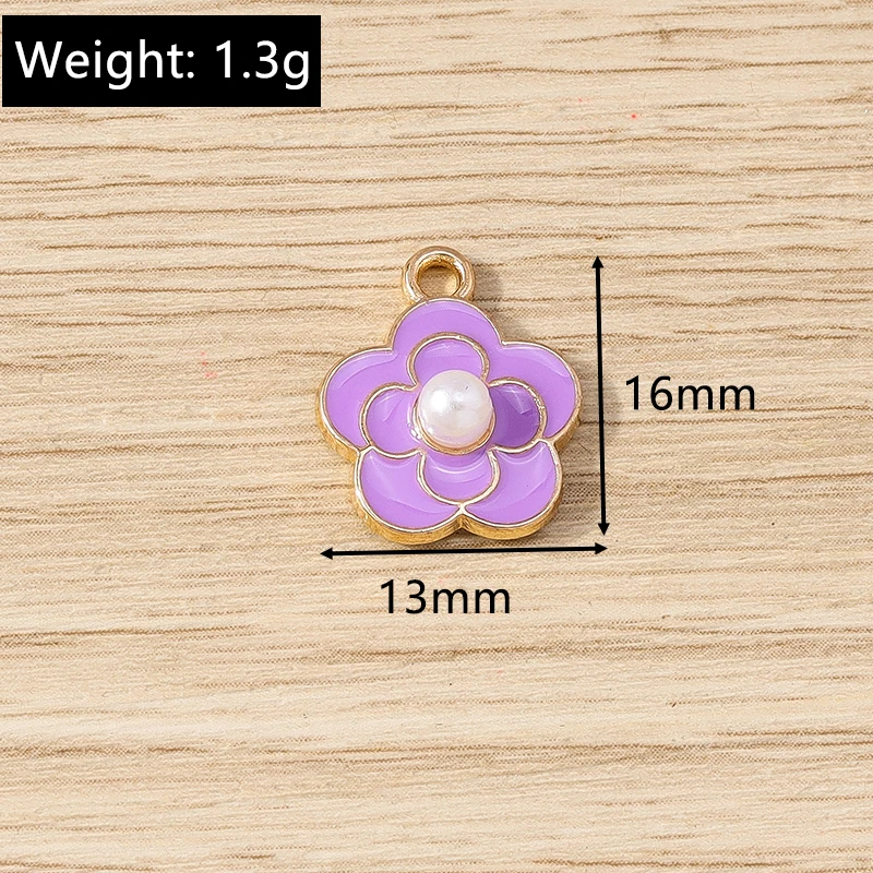 10 Stück gemischte, niedliche, bunte Emaille-Blumen-Anhänger für Ohrringe, Halsketten, Armbänder, DIY-Bastelarbeiten, Schmuckzubehör – Detail 7