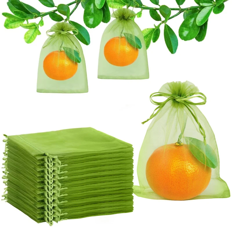 

Fruit Protection Bags Organza Pest Control Anti-Bird Garden Netting Bags Grapes Mesh Bag Plante Vegetable Grow Bags 50pcs