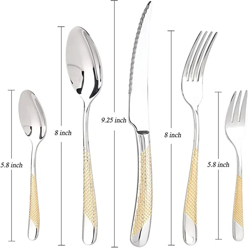 KuBac Hommi Gold Plated Stainless Steel Dinnerware Set Dinner Knife Fork Cutlery Set Drop Shipping