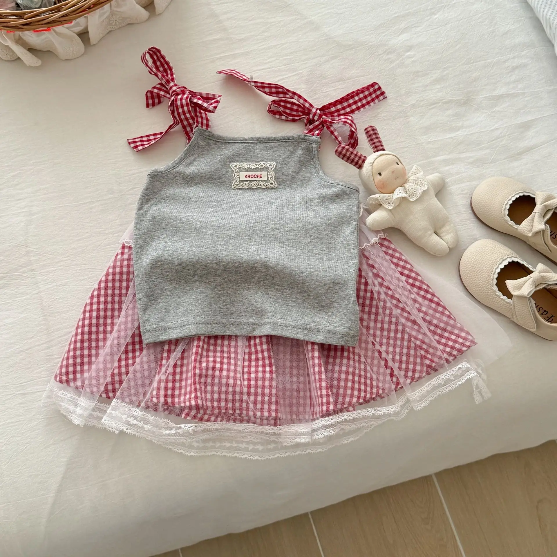 

Girls Dress Clothes Sets Summer 2025 Children Fashion Vest Tops Skirts 2pcs Princess Dresses Suit For Baby Cute Outfits Costume