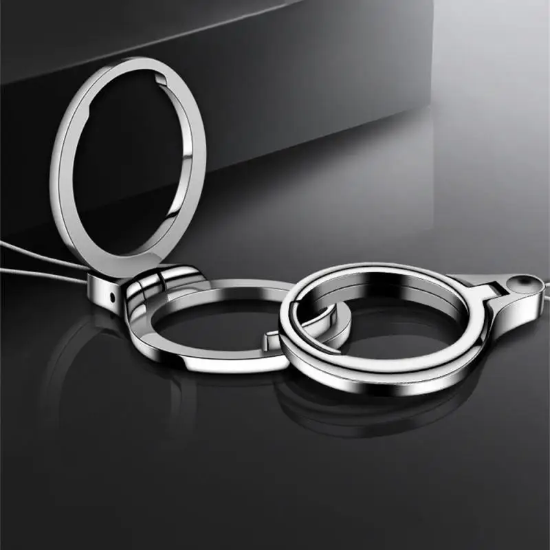 Металлический ремешок 2 в 1, универсальный брелок для iPhone, ремни для Samsung Xiaomi, брелок для ключей, кольцо на палец, мобильный держатель, аксессуары-подставка