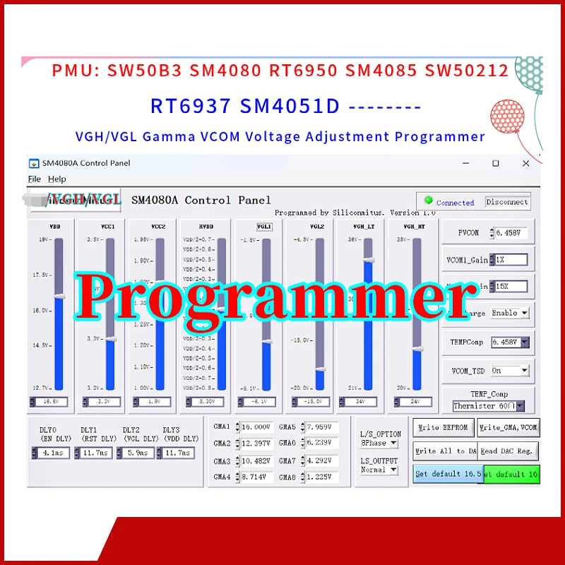 lg tcon vgh vgl vcom gamma voltage regulator programmer