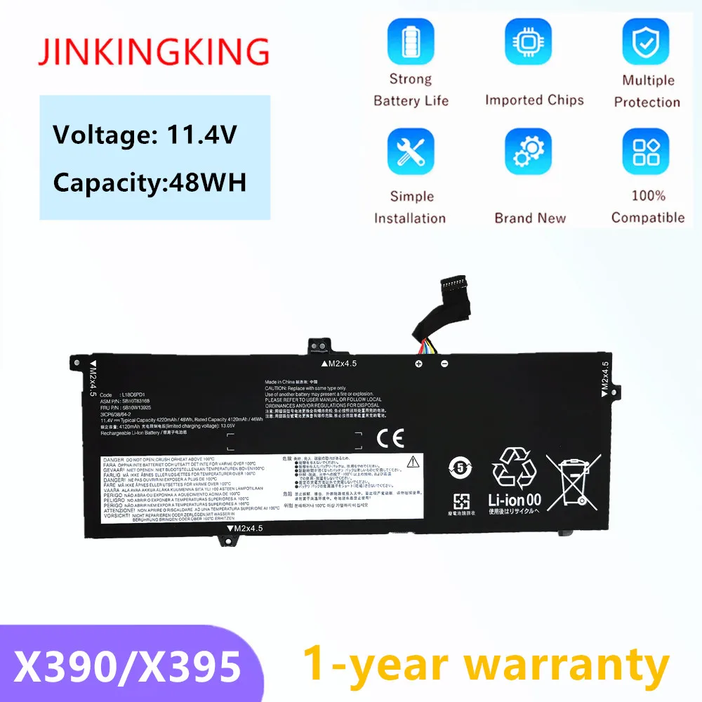 

L18C6PD1 Laptop Battery for Lenovo ThinkPad X390 X395 L18M6PD1 X13 1st Gen (2020) Series TP00106A L18D6PD1 TP00106B L18M6PD2