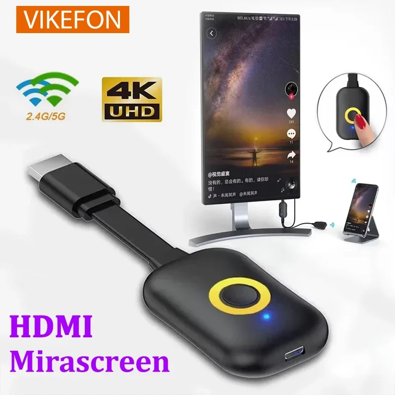 2025 Wireless Screen Miracast TV Dongle Wifi Wireless TV Stick Supoort HDMI 4K HD Mirror Screen Display Adapter For IOS