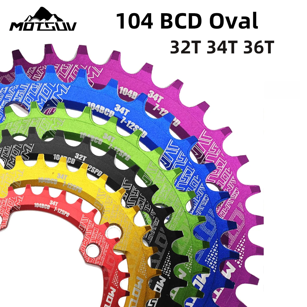 MOTSUV Oval Chainring 104BCD for Shimano MTB bike bicycle chain ring 32T 34T 36T Tooth plate chainwheel 104 bcd