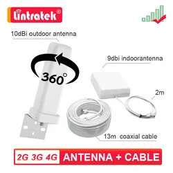 Kit de Antena Exterior e Interior, Cabo Coaxial para Celular, Celular, Impulsionador de Sinal, Amplificador, Repetidor, 2G, 3G, 4G, LTE, GSM, UMTS, 360 °