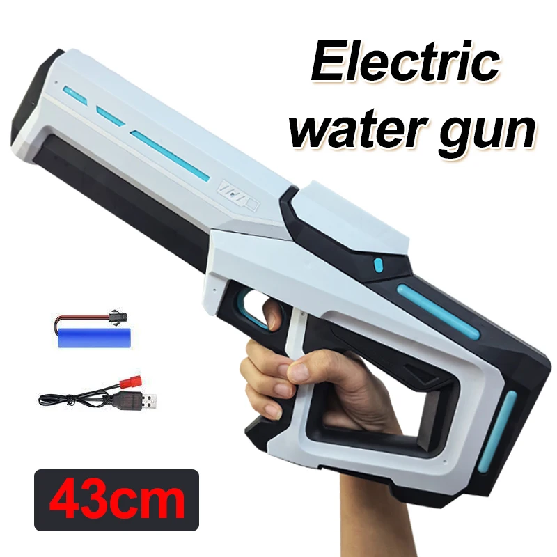 Pistolas de agua eléctricas para adultos, chorro potente, succión de agua automática, juguete de playa al aire libre, regalo para niños, 43cm
