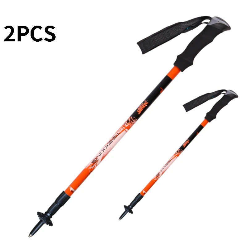 

Pioneer 2 PCS Alpenstock Nordic Walking Poles Trekking Hiking Sticks Carbon Fiber Aluminum Camping Accessories Adjustable 135CM