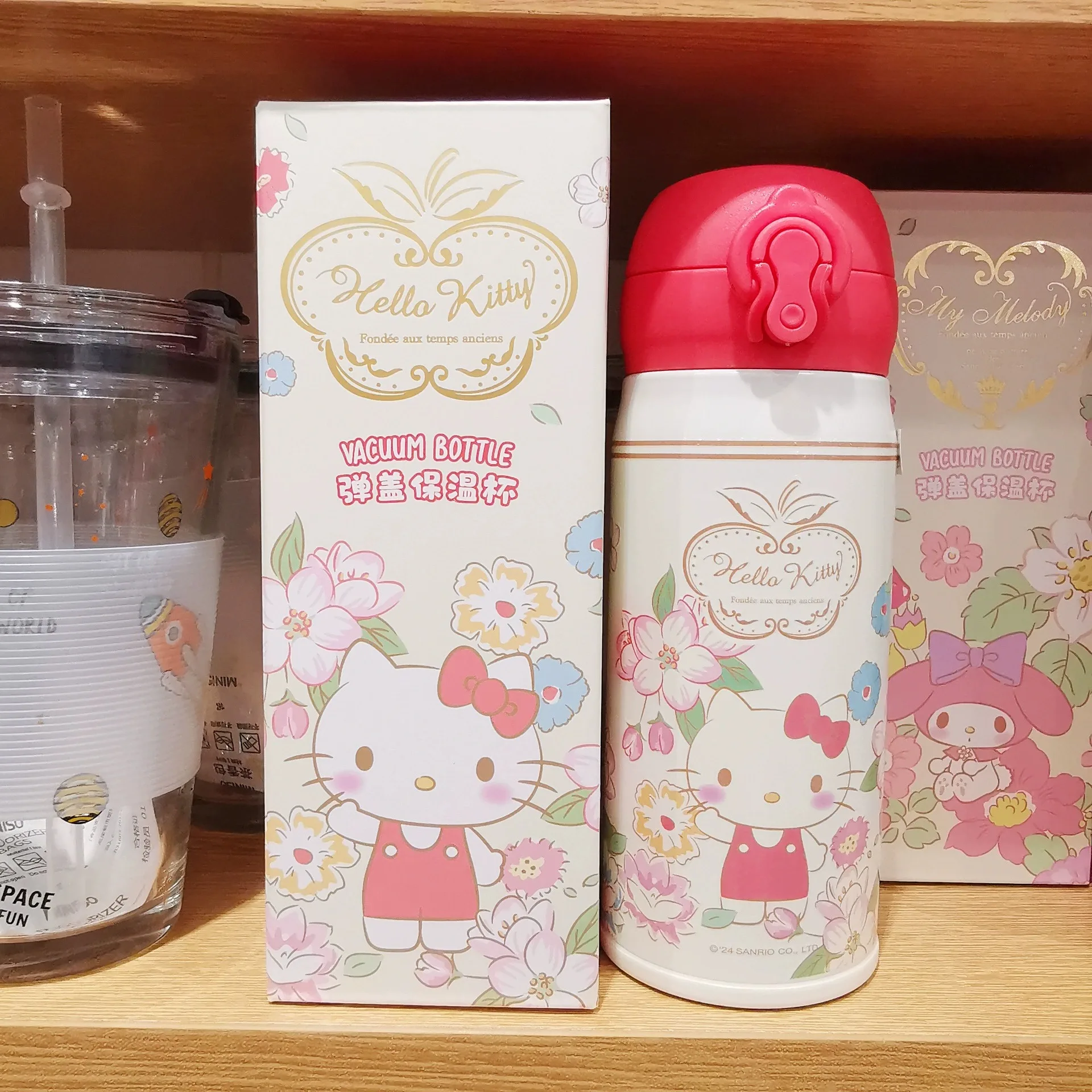 Genuine MINISO Sanrio Pop-top Thermos Cup 320ml Large Capacity Portable Water Cup Cartoon My Melody Cute Hello Kitty Girl Gift