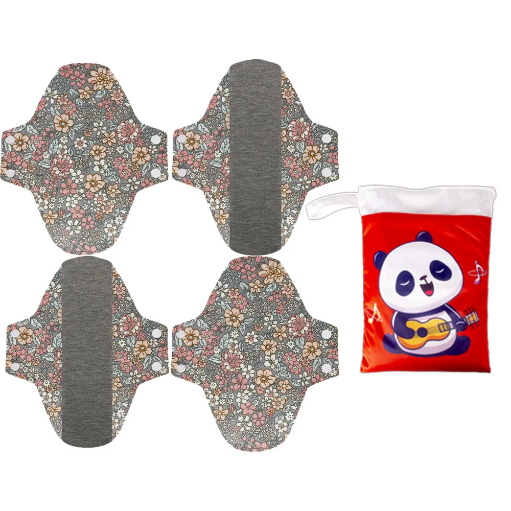 

4 шт., менструальные прокладки 20*23 см, многоразовые моющиеся гигиенические прокладки, дышащие прокладки с графеном, сумка для хранения с изображением мультяшных животных, новинка