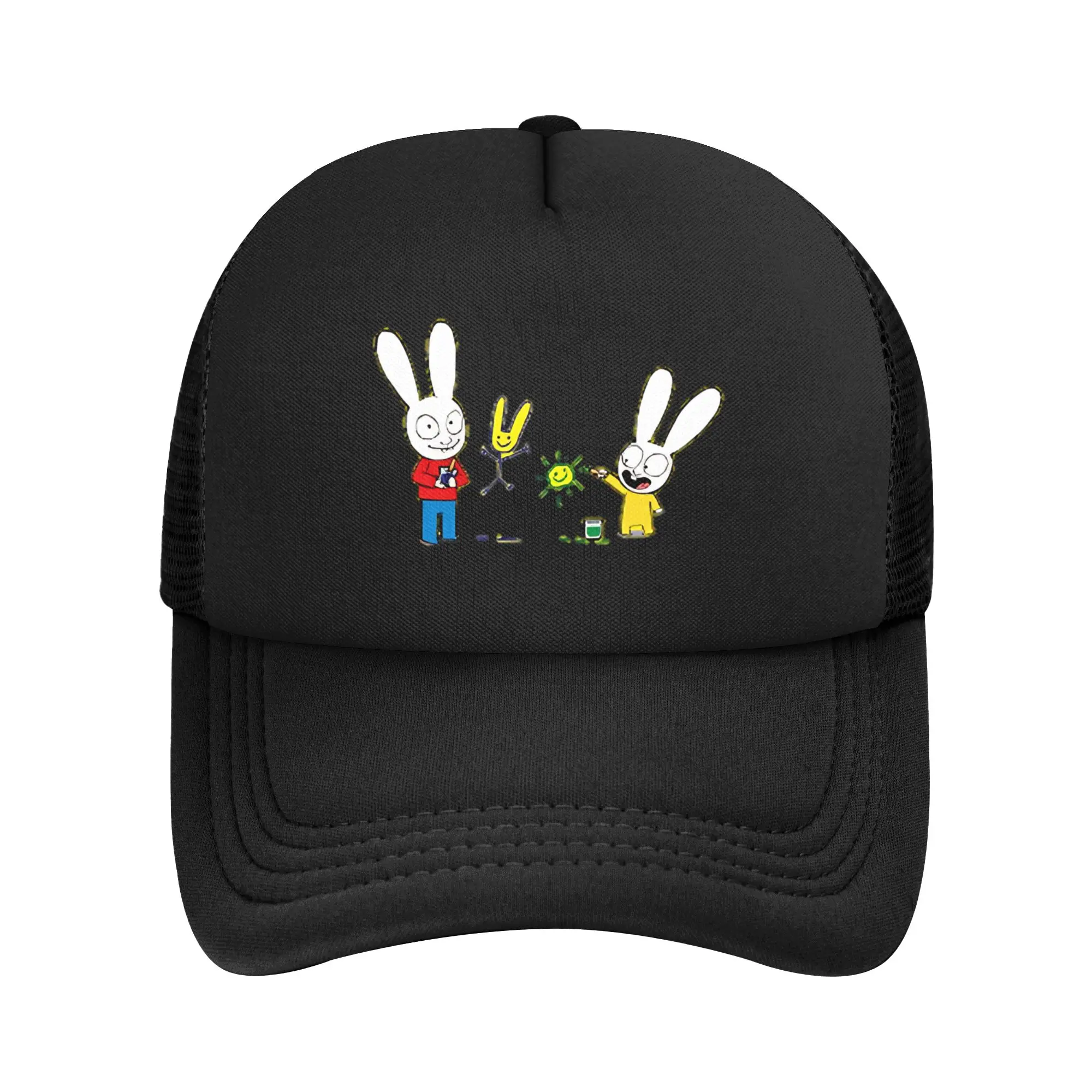 Simons Super Rabbit Mesh Baseball Caps Men Women Hip-Hop Sun Caps Cartoons Hat Breathable Trucker Cap Summer Trucker Hat