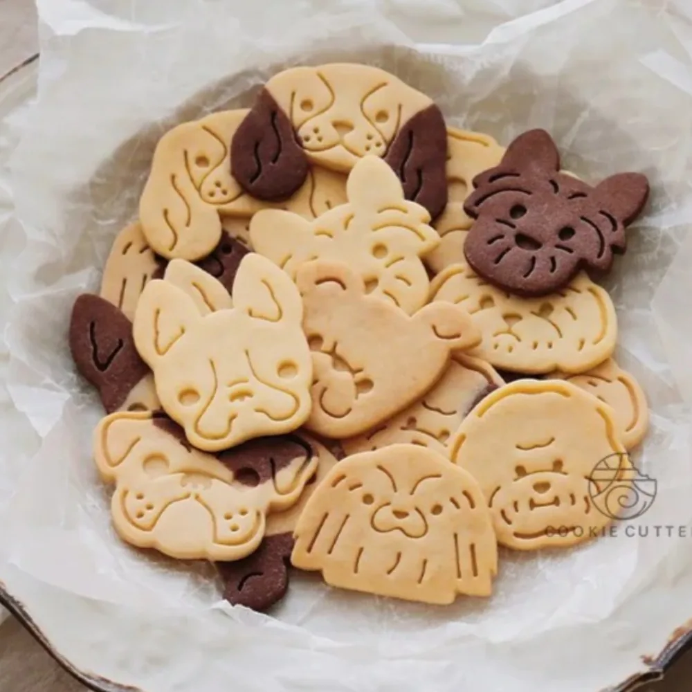 Lindo Yorkshire cachorro Bichon Frise cortador de galletas molde Pug perro maltés Shih Tzu Beagle galleta sello herramientas para hornear pasteles