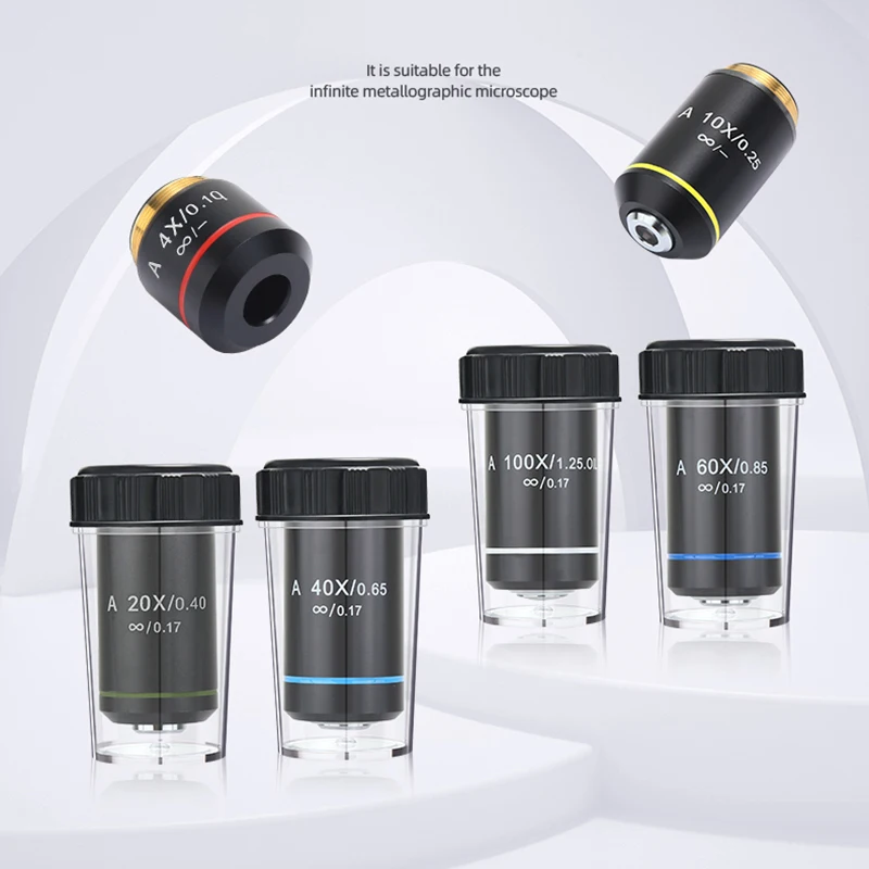 4X 10X 20X 40X 60X 100X Optical Biological Microscope Achromatic Infinity Objective Lens Infinity System for Olympus Microscope