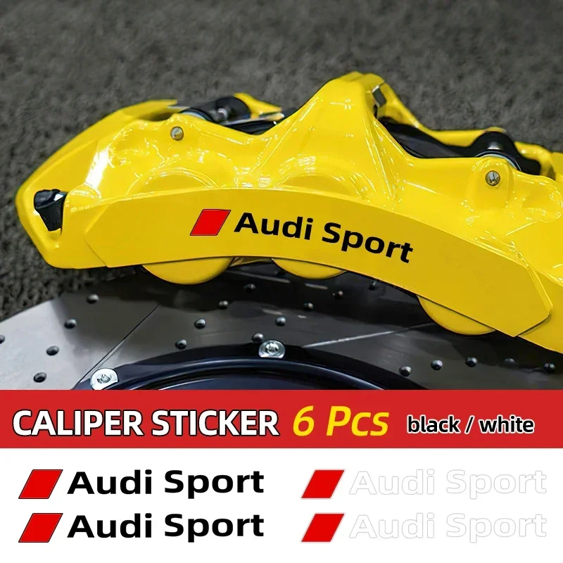 6pcs Car Goods Brake Caliper Sticker Heat Resistant Decals for Audi sport A3 A4 B5 B6 A3 8P 8V 8L A5 A6 C6 C5 A1 A7 A8 Q2 Q3 TT