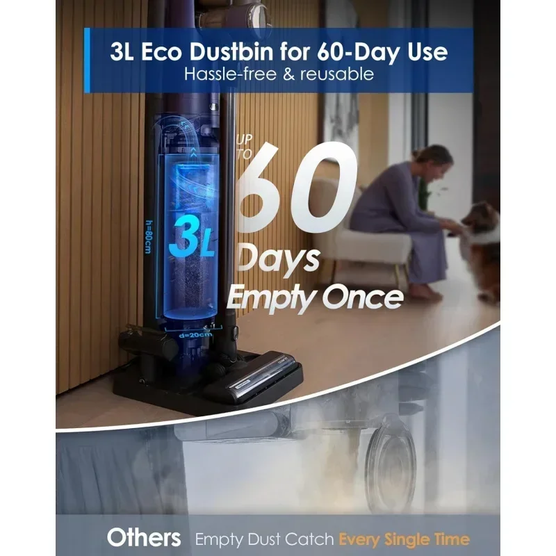 مكنسة كهربائية لاسلكية DD2TTinecoes Pure ONE Station مع قاعدة غبار تلقائية سعة 3 لتر، مكنسة كهربائية ذات عصا ذكية، فرشاة ZeroTangl