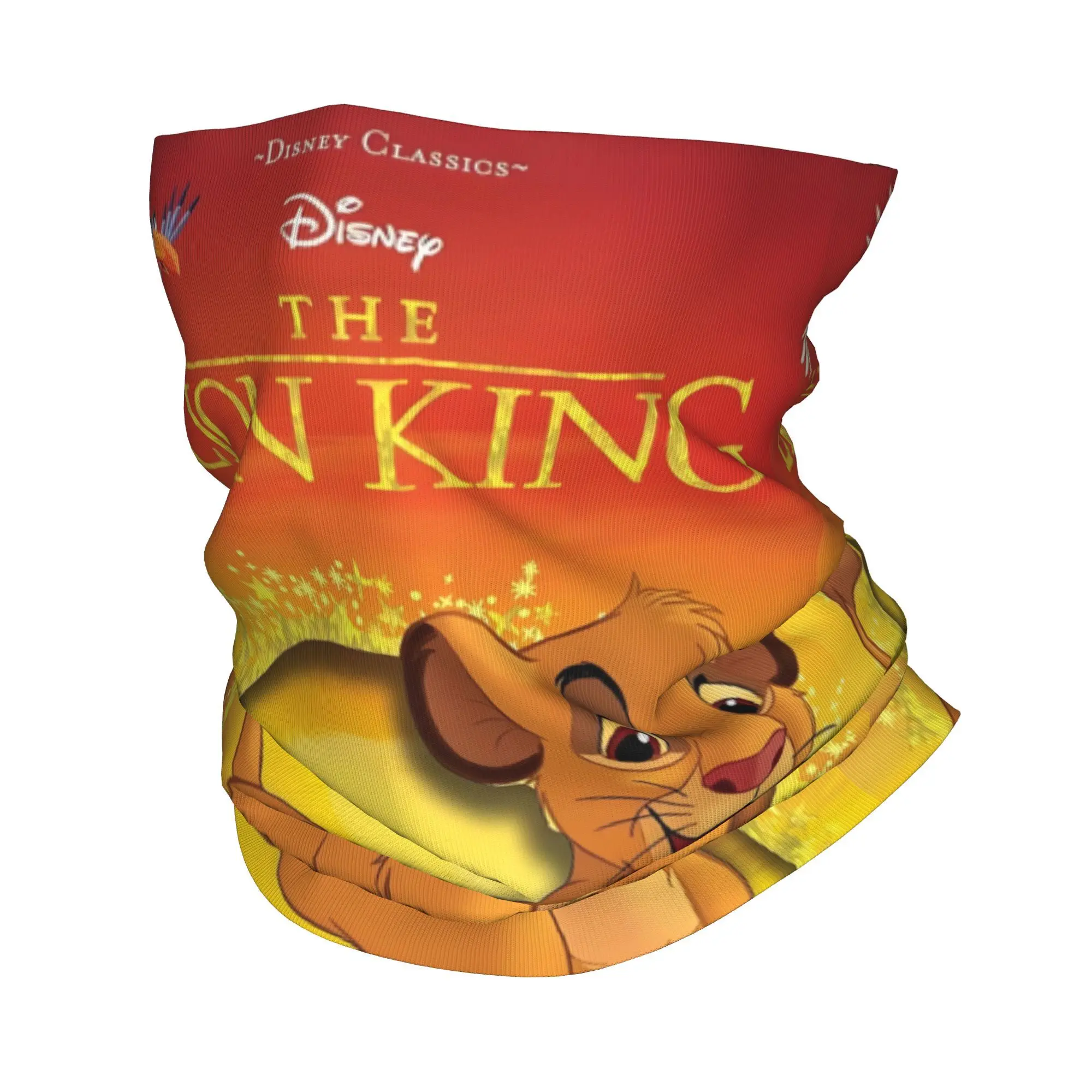 

Custom The Lion King Retro Simba Bandana Neck Gaiter for Ski Hunting Women Men Wrap Scarf Hakuna Matata Graphic Balaclava Warmer
