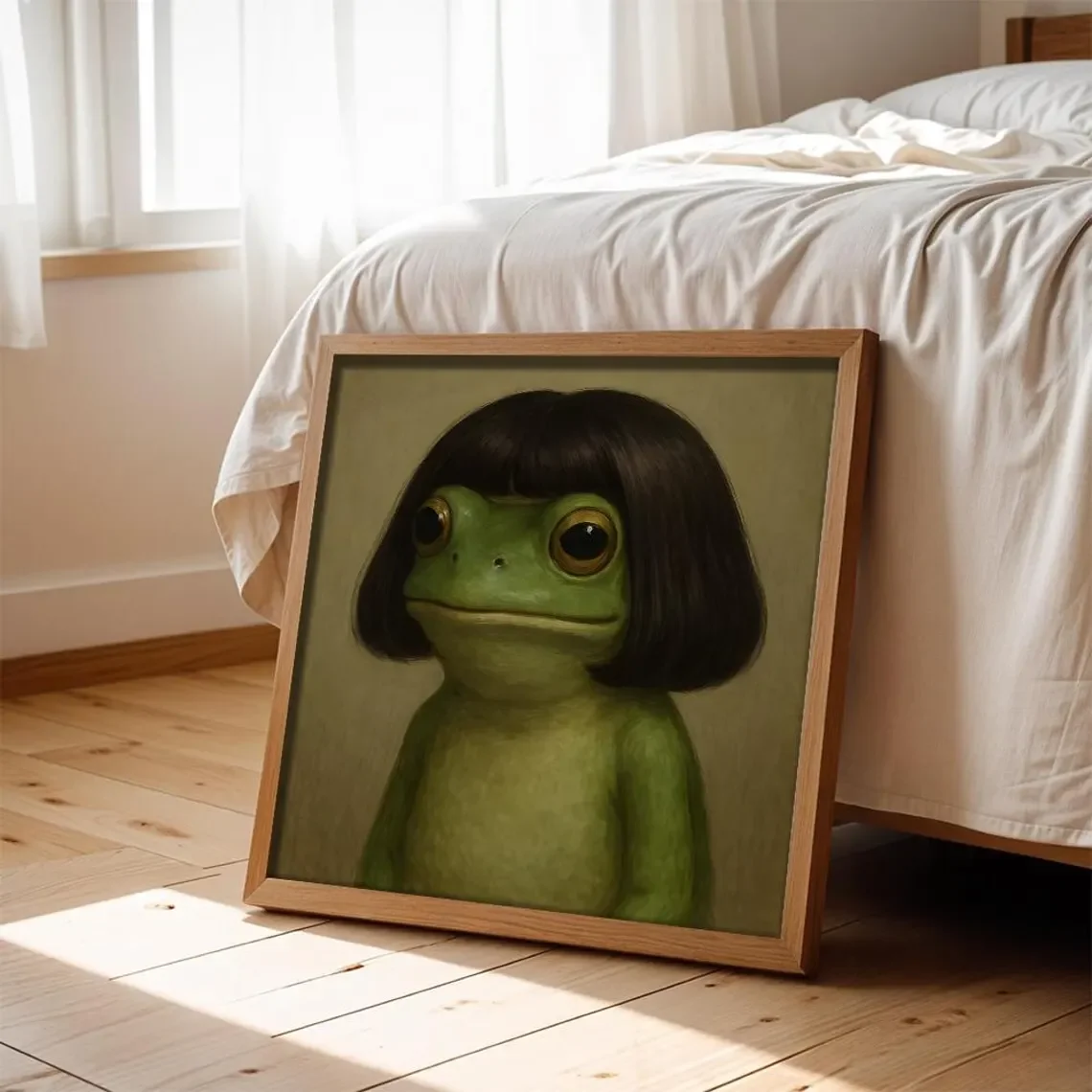 Whimsical Frog Portrait Canvas Print: Funny Animal Wall Art image 3