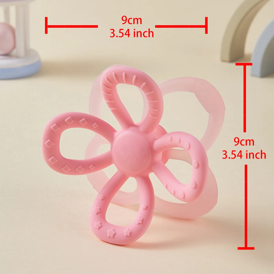 كرة عضاضة للشباب من مطاط السيليكون الناعم على شكل بتلة قابلة للإزالة - لعبة تسنين وقبضة يدوية للطفل #2