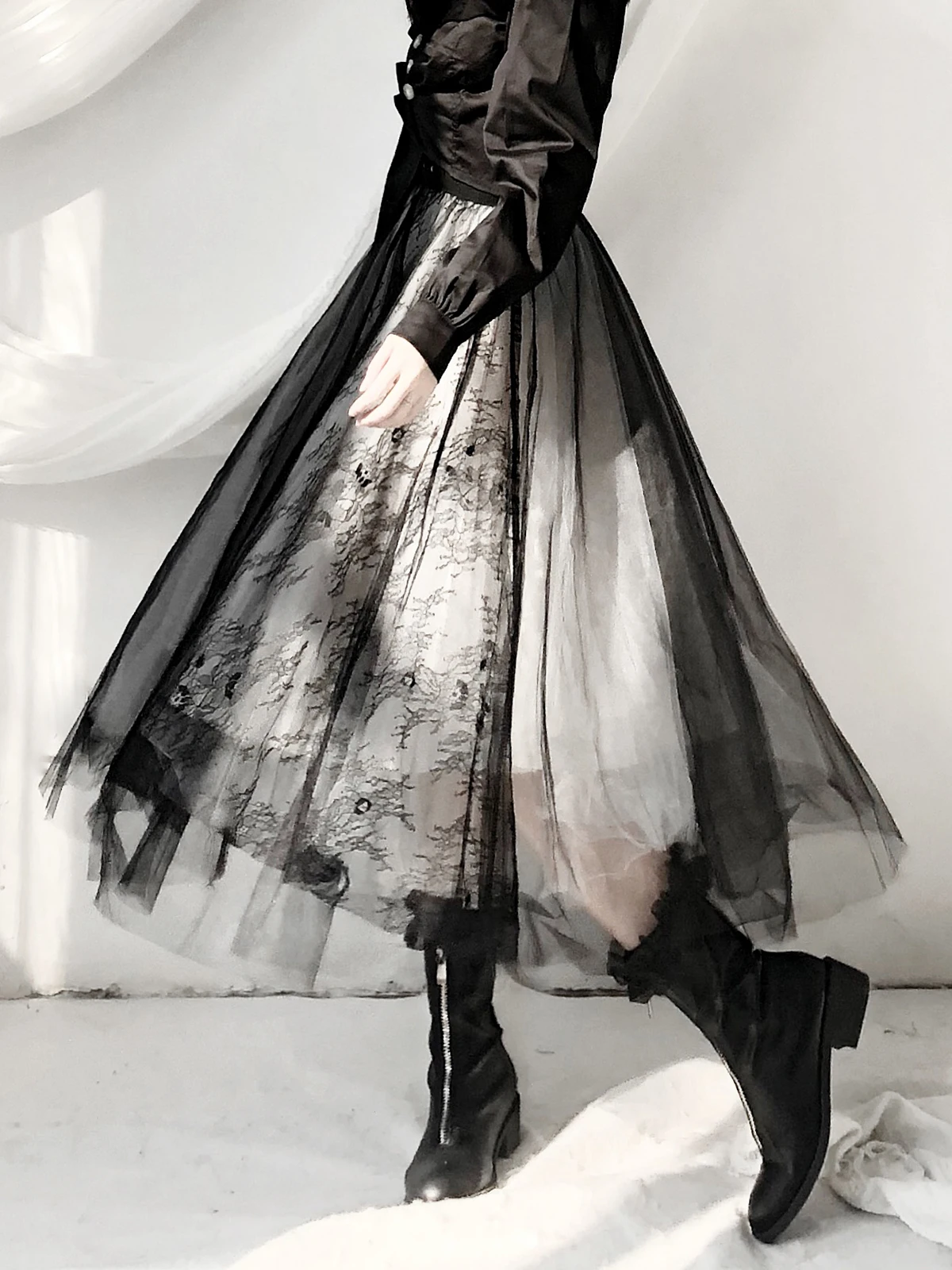 Dark Gothic Style Niche Tulle Skirt Skirt for Women