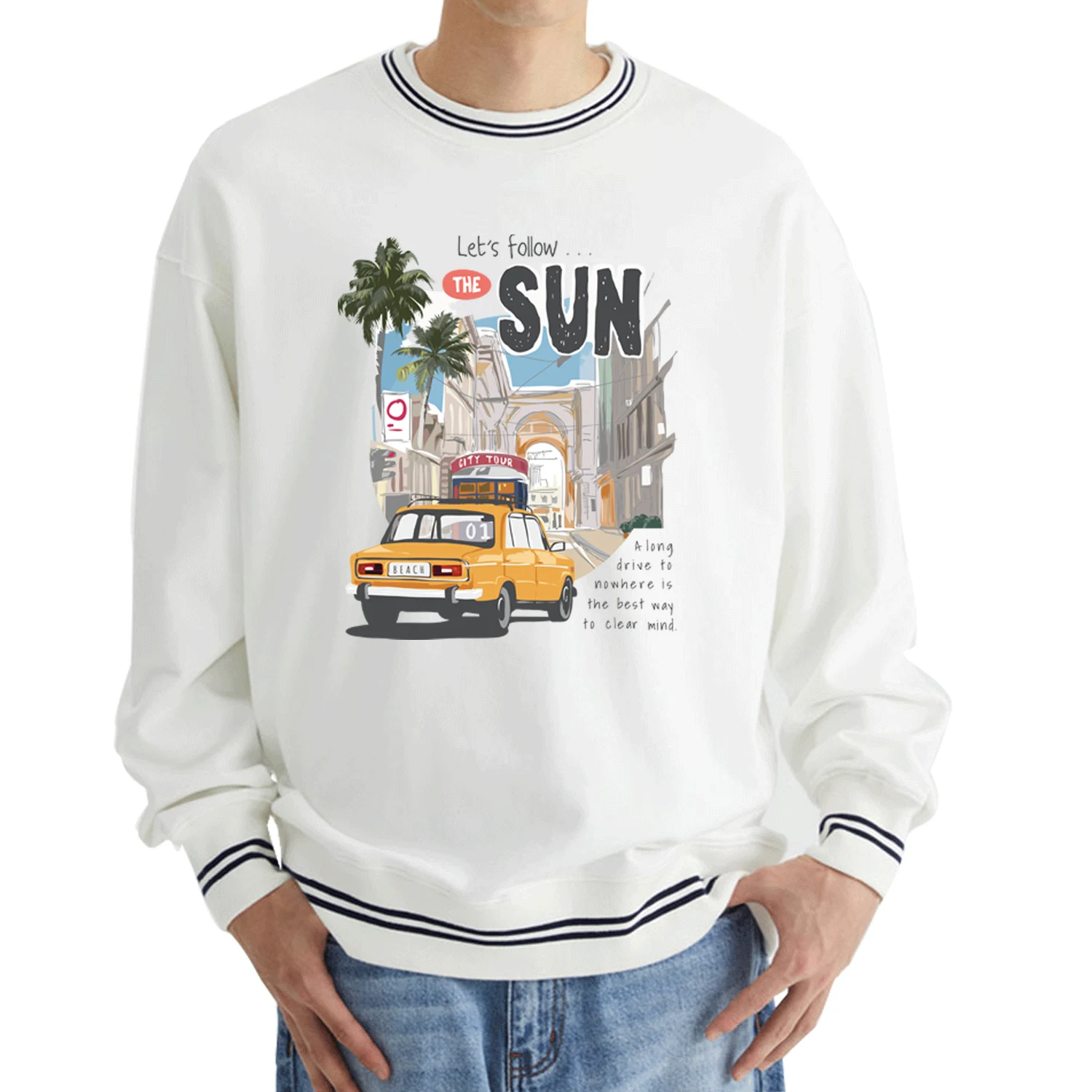 Stylish Summer Beach Coconut Tree Sunset Surf Letter \