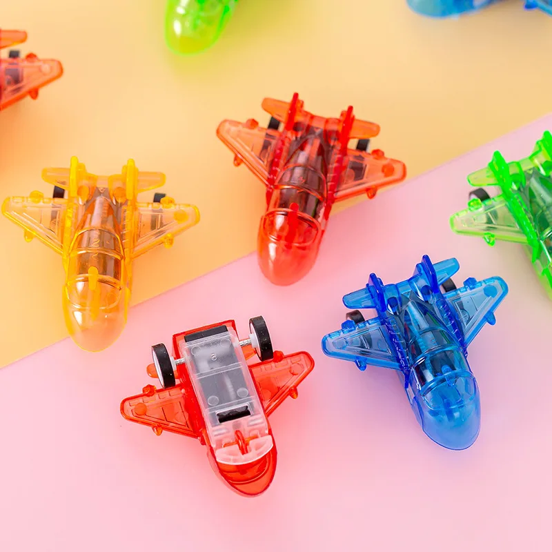 10Pcs Mini Color Transparent Aircraft Model Toy Kids Pull Back AirPlane Toys Inertia Plane Fighter Favors Toy Children\'s Gifts