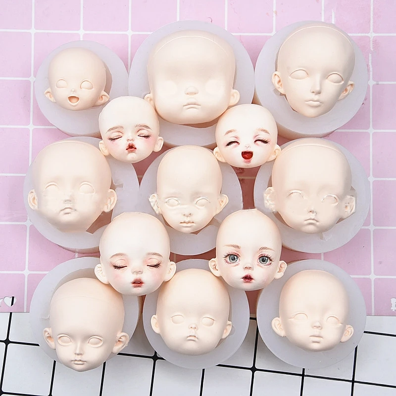 Pottery Cartoon Doll Eight Points Facial Part Silicone Mold DIY Pottery Doll Model /Anime Character Face Contouring Shaping Tool