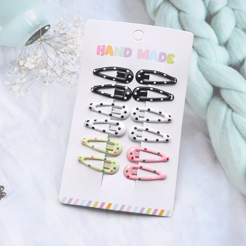 12 Teile/satz Bunte Stern Haar Clips Für Mädchen Polka Dot Metall Snap Bb Clip Haarnadel Headwear Mini 3Cm Bb haar Clip Kinder Kopfbedeckungen – Detail 5