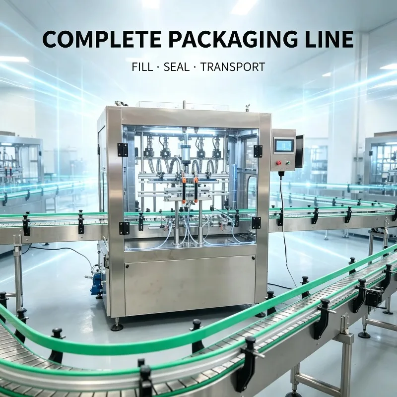 Customized full set liquid bottling production line automatic bottle filler integrated fill seal transport for beverage workshop