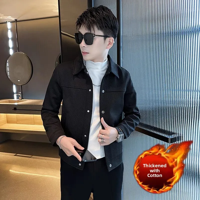 

Men's XS Size Cotton-Padded ort Jaet Warm Slim Fit Autumn Winter Top Youth Faion Polyester Fiber Long Sve Coat