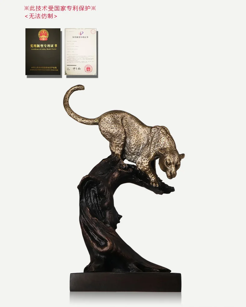 50cm Large 2023 Home store Company TOP COOL business decorative art  GOOD LUCK Cheetah leopard BRONZE Sculpture Statue
