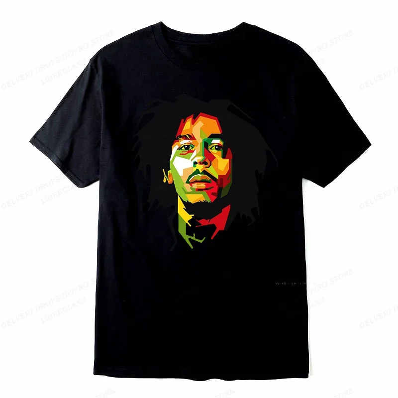 Kaus Bob Marley penyanyi Rap kaus katun Fashion pria kaus musim panas Solid kaus Vintage wanita atasan Punk Hip Hop jalanan