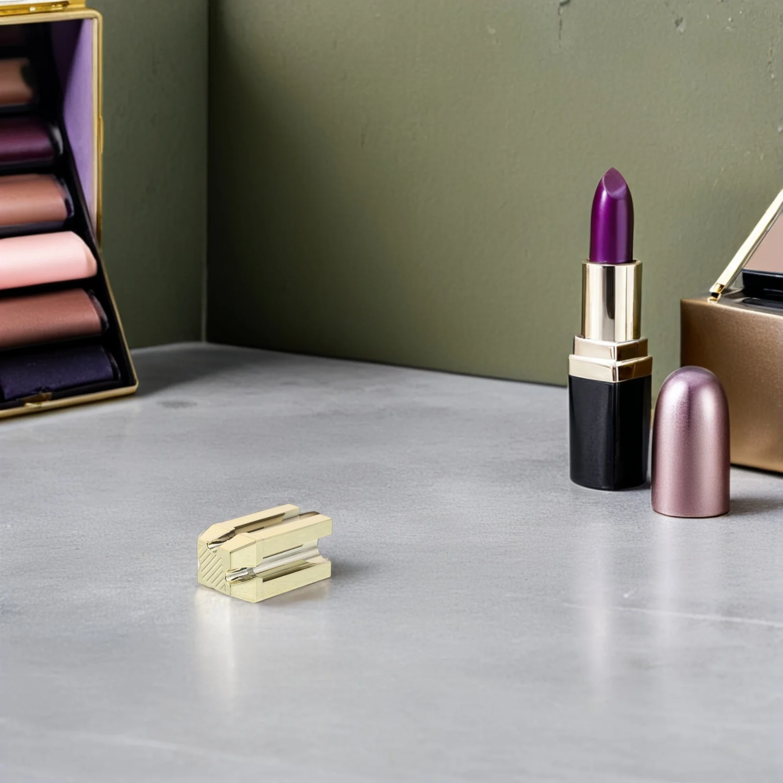 2 Pezzi Temperino Dorato per Matita Sopracciglia con Design a Fessura, Strumento di Precisione per Matite, Accessorio per Sopracciglia, Eyeliner e Labbra