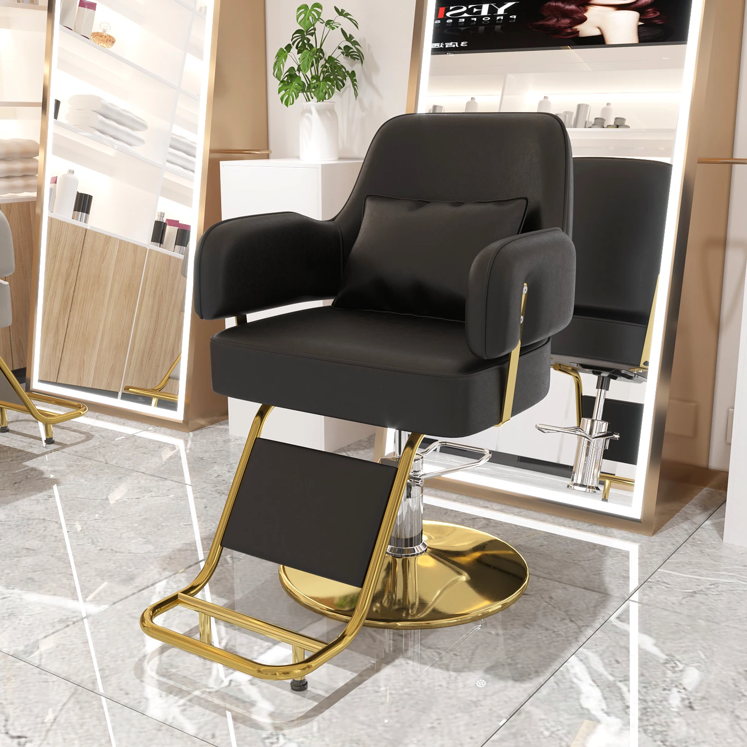 Aesthetic Beauty Salon Chair Swivel Golden Rotating Pedicure Barbers Armchairs Stylist Sillas Giratoria Salon Furniture MQ50BC