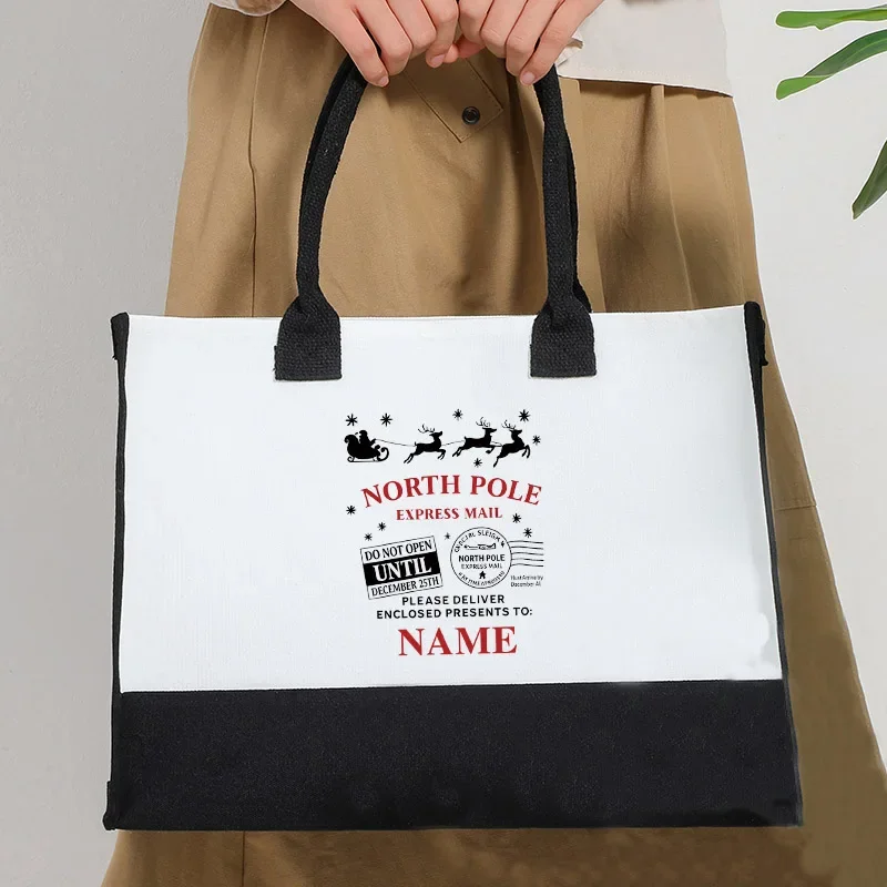 

Женская большая персонализированная холщовая пляжная сумка-тоут с художественным узором, подарочная сумка для покупок