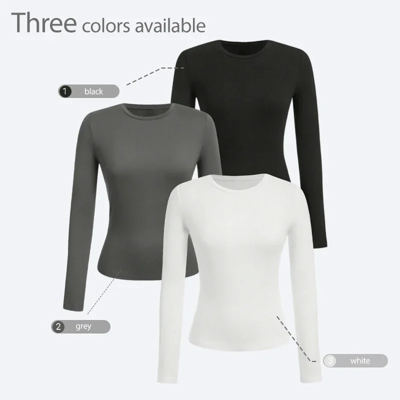 

2025 new tight-fitting long-sleeved T-shirt women design sense slim-fitting shape-fitting top three-piece set