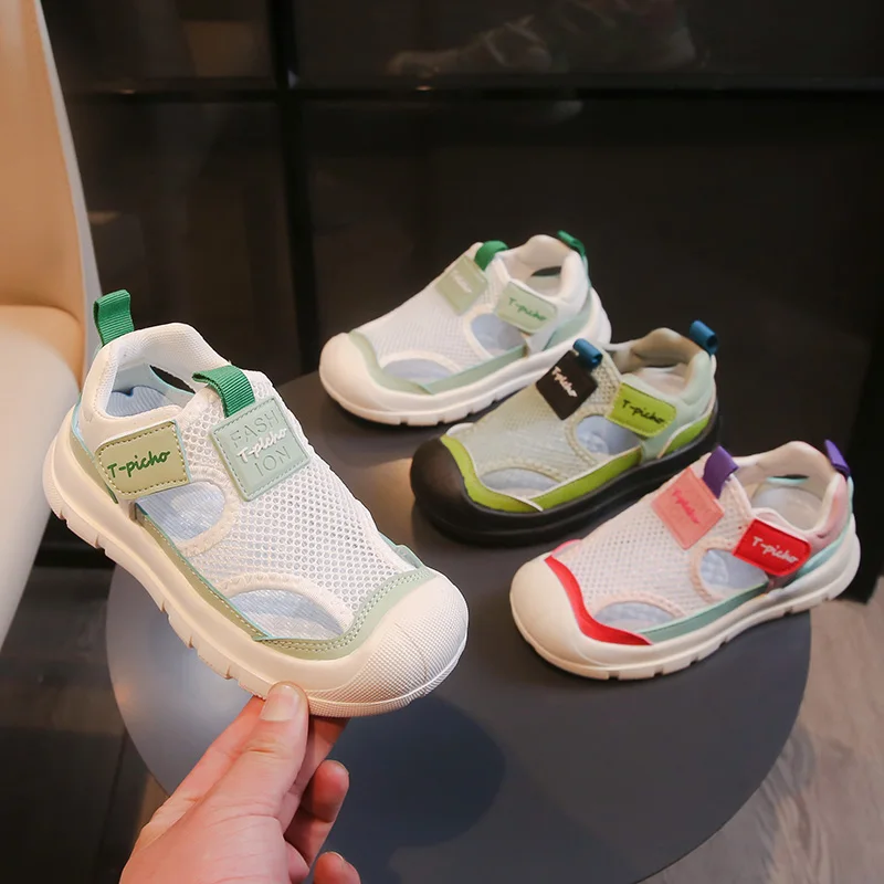 

Summer Quick-Dry Mesh Kids Sports Sandals for Boys Girls Anti-Slip Rubber Sole Cut-outs Toddler Beach Shoes Outdoor Play Hiking
