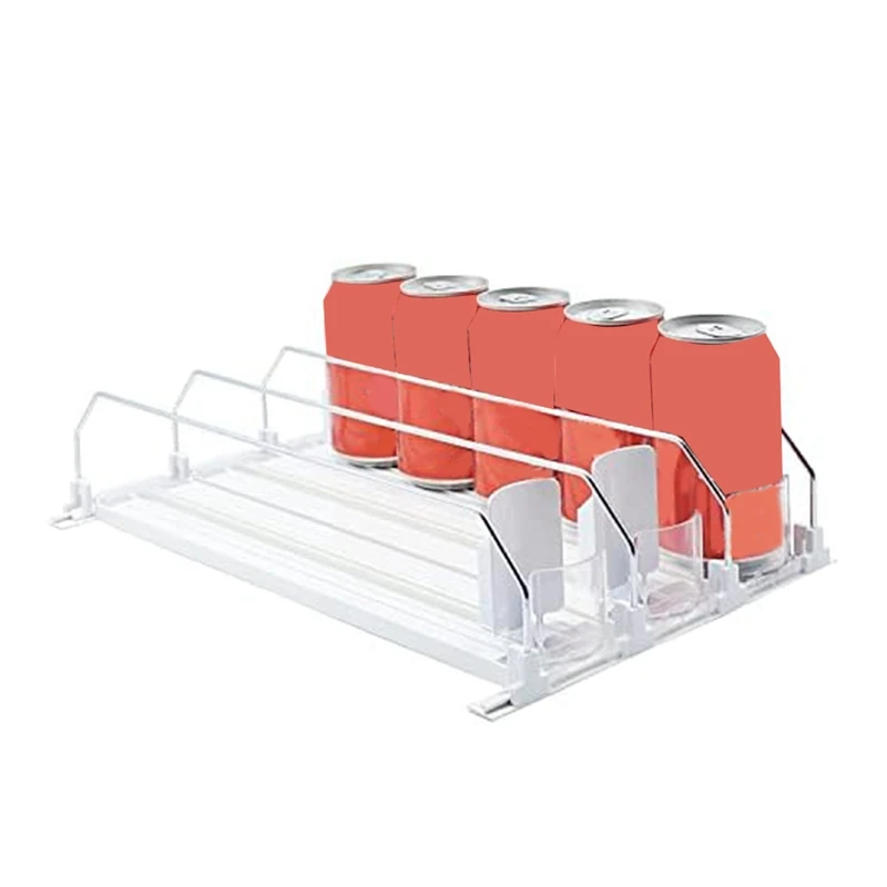 

Drink Organizer for Fridge-White Automatic Pusher Glide,Soda Dispenser for Fridge-Holds Up to 15 Cans