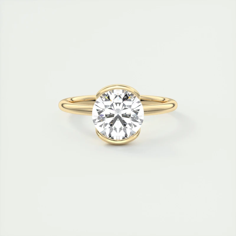Lnngy 6,5 MM 1CT Half Bezel Moissanit Ring für Frauen S925 Sterling Silber Solitaire Verlobungsring Zertifizierter Schmuck Geschenk – Detail 4