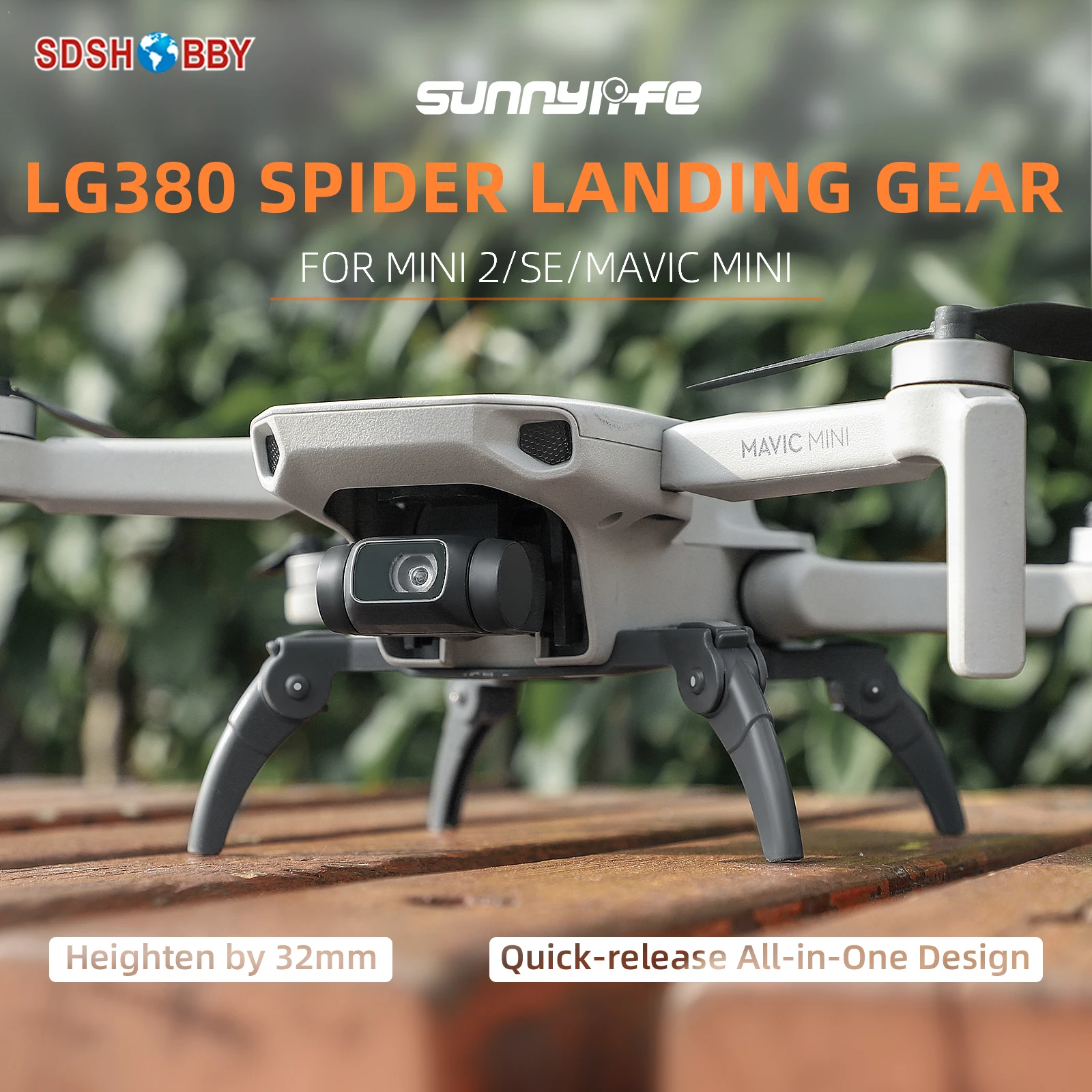 Sunnylife LG380 Landing Gear Extensions Heightened Spider Gears Support Leg Protector Accessories for Mini 2/SE/Mavic Mini LG380