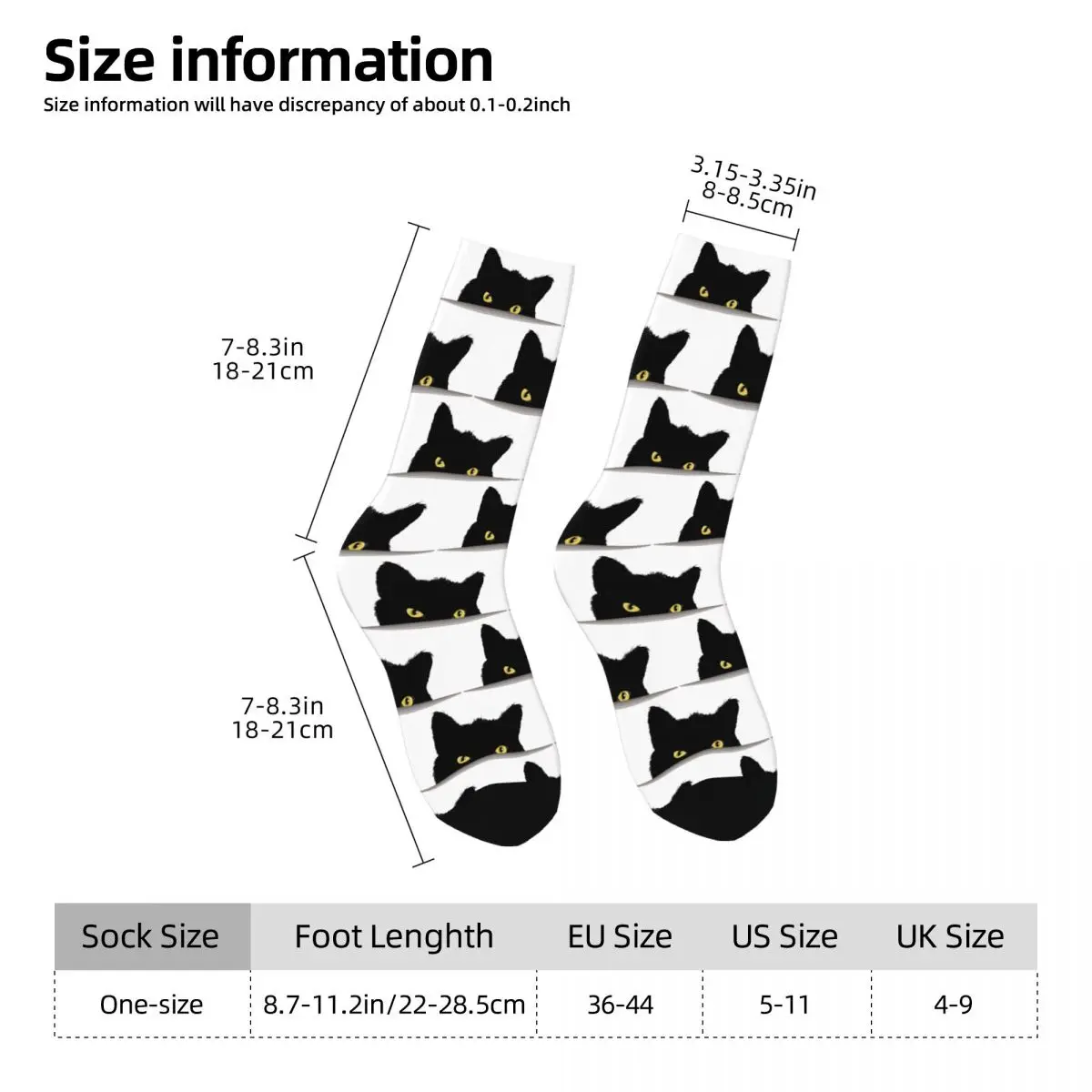Black Cat Peeking Socks Harajuku High Quality Stockings All Season Long Socks Accessories for Unisex Christmas Gifts