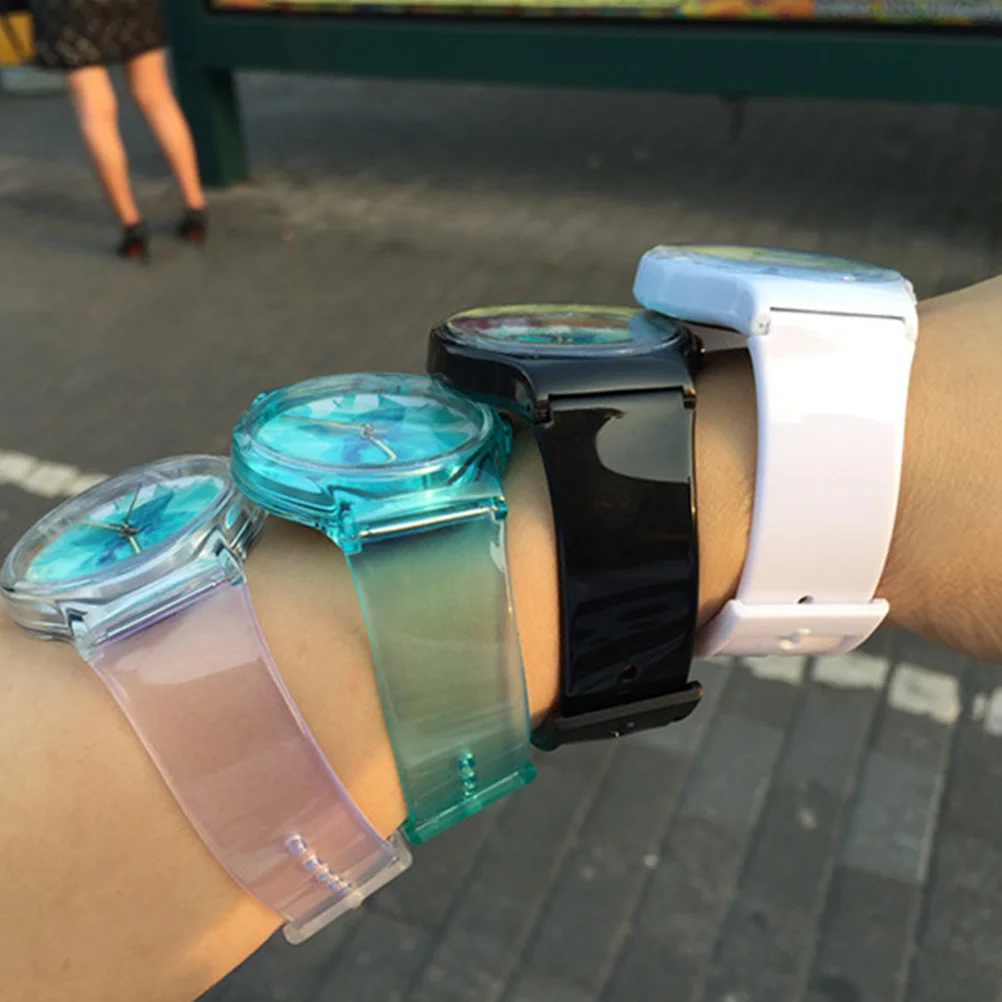 1pc Transparent Jelly Watch For Stylish Quartz Student Wristwatch Casual Fresh Simple Chic Practical Timepiece