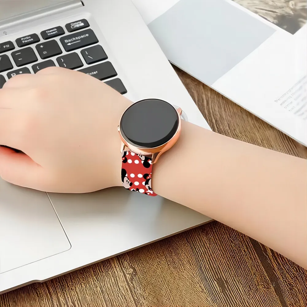 Ремешок с принтом Disney Happy Mickey Series для Samsung Galaxy Watch 7/6/5, универсальный ремешок 20 мм подходит для Xiaomi Huawei Amazfit 40 мм 44 мм