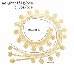 Indian Women Body Accessory Golden Coin Tassel Statement Fashion Body Jewelry Vintage Accessories Gift