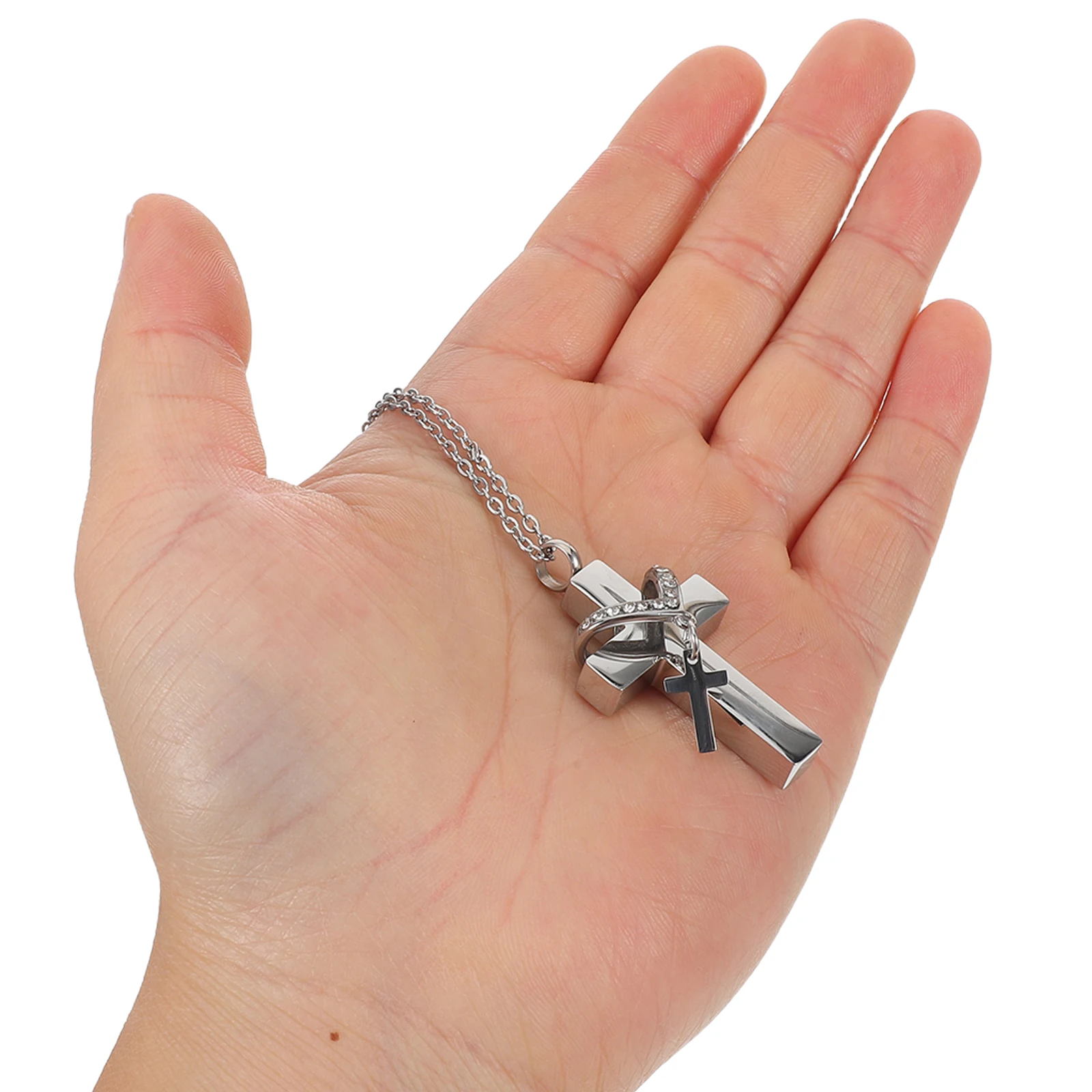 

Pet Memorial Necklace for Ashes Stainless Steel Cross Pendant Keepsake Jewelry for Dogs Cats Adjustable Comfort Fit