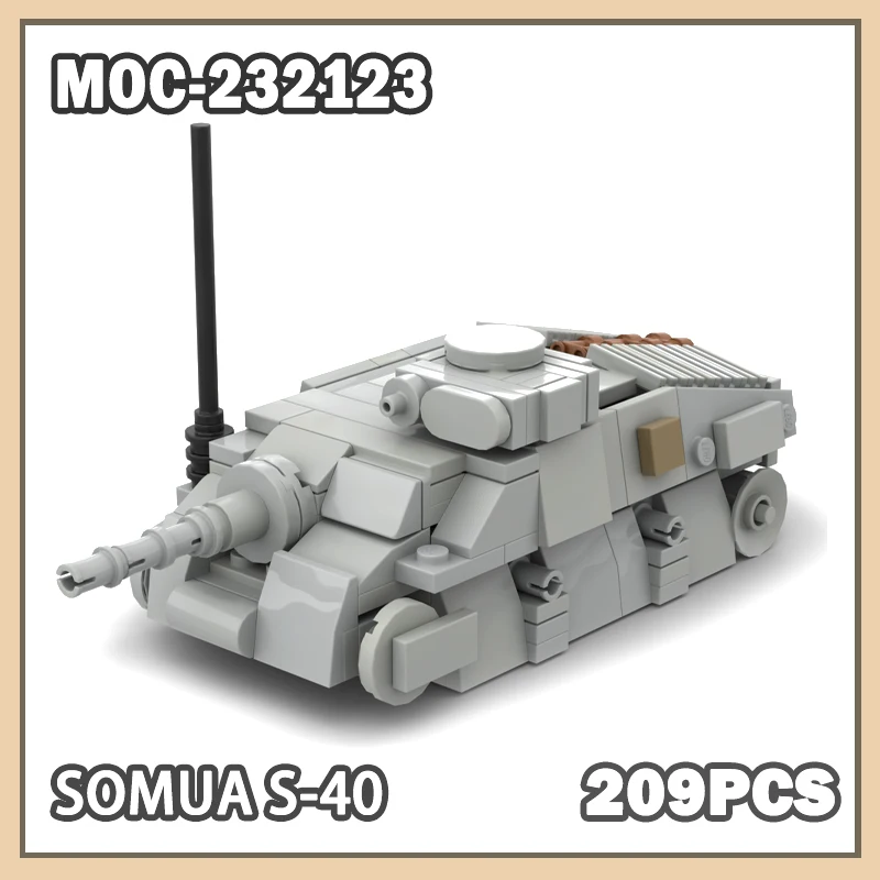 

SOMUA S-40 PCS 209 Building Block Model Brick Building Block Military Tank Model Toy Brick Miniature DIY BOYS LOVE MOC-232123