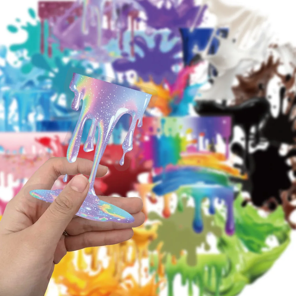 50PCS Creative Dripping Paint Personalized PET Transparent Material Stickers Handheld Account Material Decorative Stickers