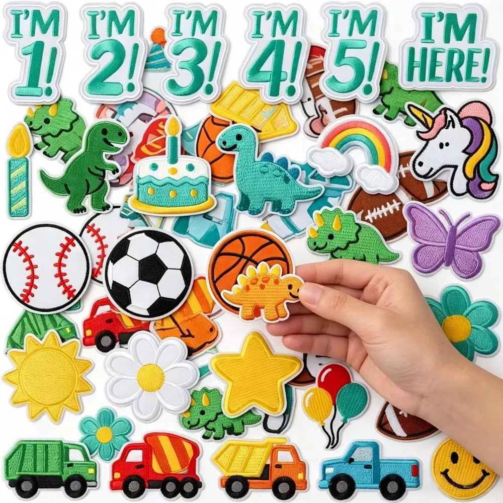 

Cute Birthday Embroidery Patch DIY Craft Iron on Patches Applique Sticker Sewing DIY Bag Hat Jeans Dress Craft Decor Repair Kid
